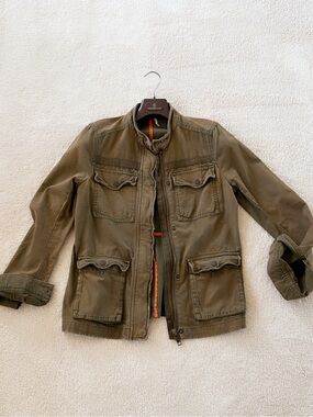 NEW! FREE PEOPLE ZIP UP MILITARY CARGO JACKET S/P ARMY GREEN UTILITY COTTON